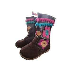 Stride Rite KARMEN Baby Girl Toddler Tall Zip Winter Boots 3.5 Brown Floral